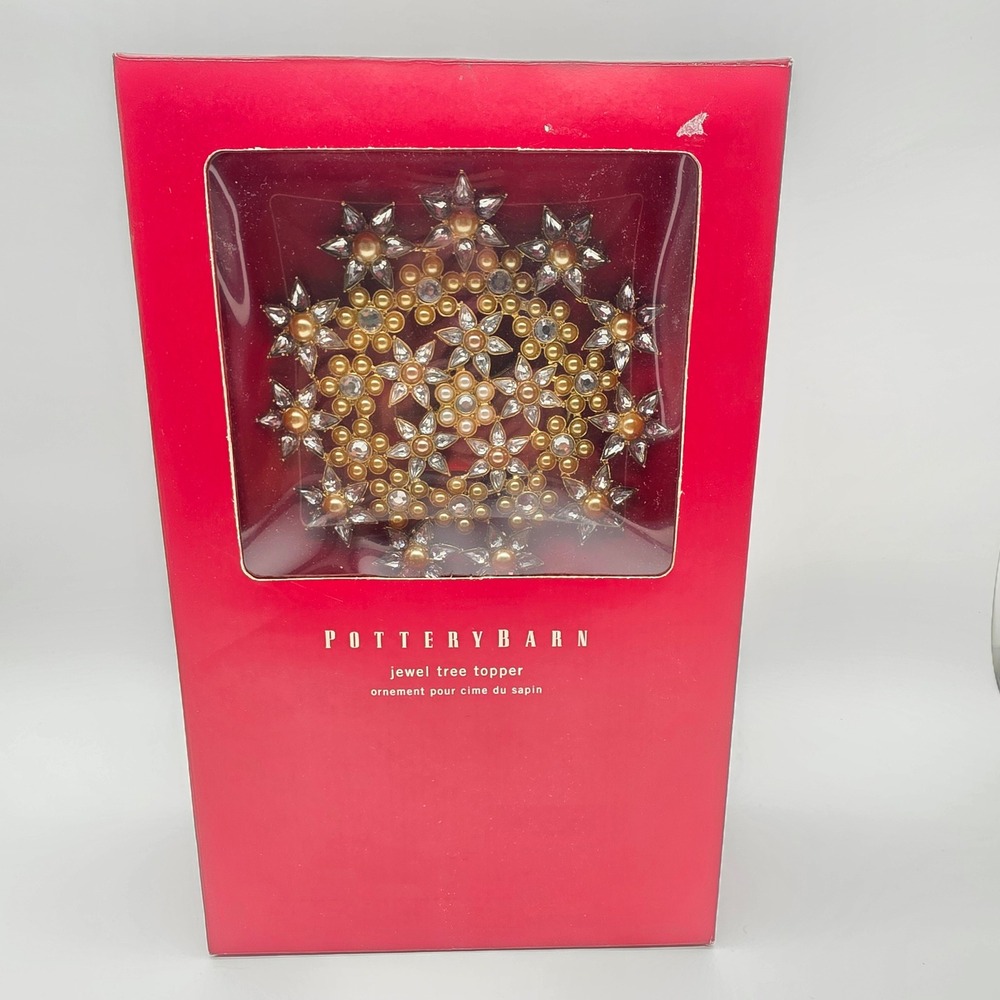 Pottery Barn Jewel Tree Topper Faux Pearl Crystal Starburst Gold One Size